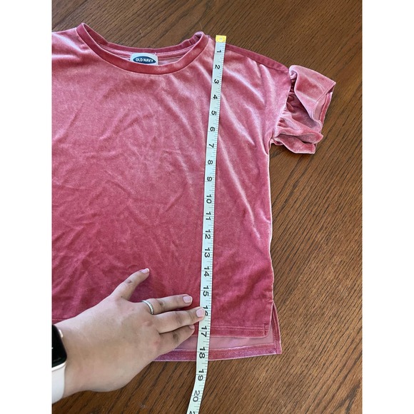 Old Navy Velvet Short Sleeve Shirt- Pink- Size S - Picture 2 of 6